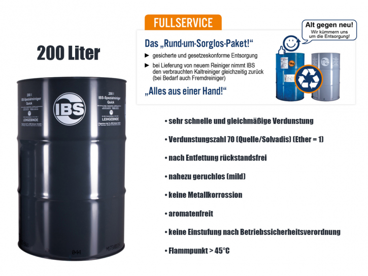 IBS Quick Spezialreiniger: Schnellentfetter im 200L Fass