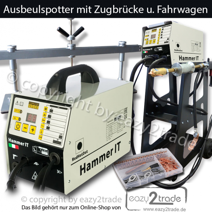 Ausbeulspotter Karosserie Punktschweißgerät 3200A | Hammer IT | inkl. Fahrwagen + Zugbrücke