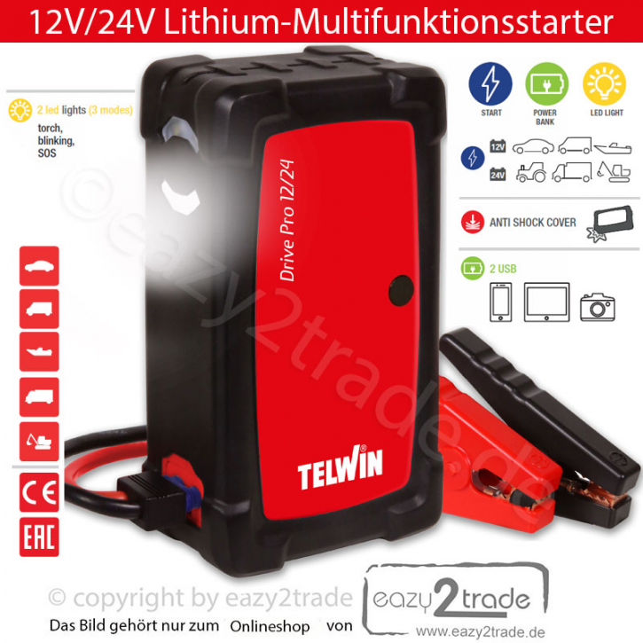 mobile Starthilfe KFZ 12V/24V Power-Bank Drive Pro 12/24