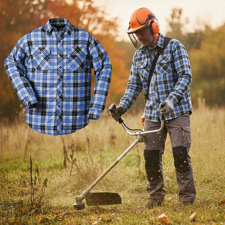 Thermohemd Arbeitshemd gefüttert Craftland blau/kariert Gr S