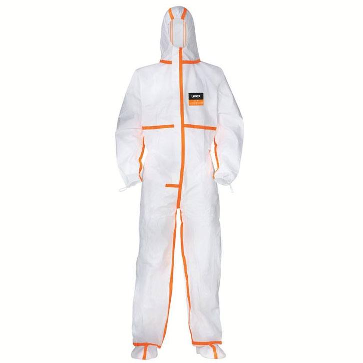 Chemikalien Schutzanzug uvex Kat. 3 / 4B Typ 4/5/6 weiß orange | 10 Stück