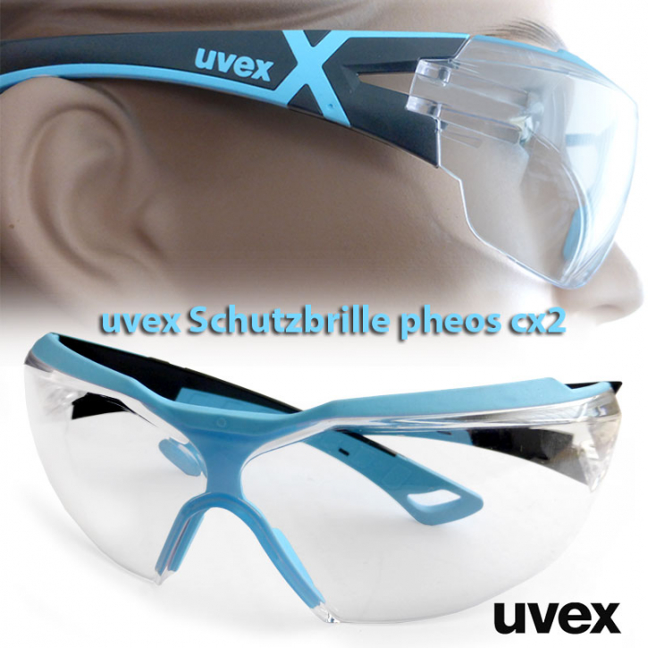 Arbeitsschutzbrille uvex Augenschutz | Bügelbrille pheos cx2 schwarz/hellblau
