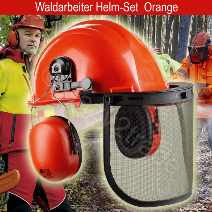 Waldarbeiterhelm Set | mit Gehör-Gesichtsschutz | Forsthelm Gr. 54–61 cm