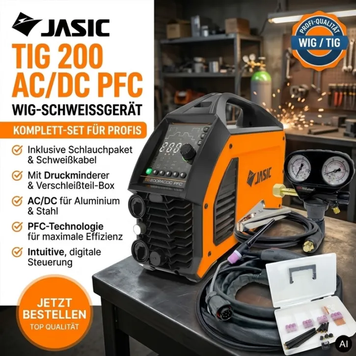 WIG Schweißgerät AC/DC Inverter Jasic TIG 200P AC/DC mit PFC ink