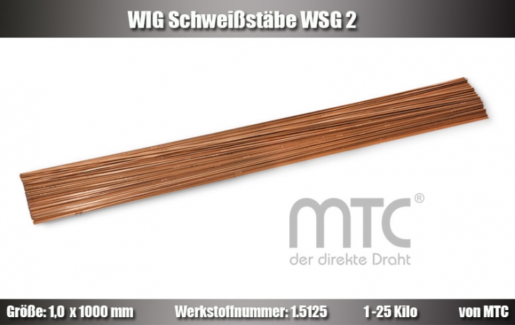 WIG Schweißstäbe WSG2 Stahl | Ø 1,0-3,0mm | L= 1000mm | Werkst.nr. 1.5125