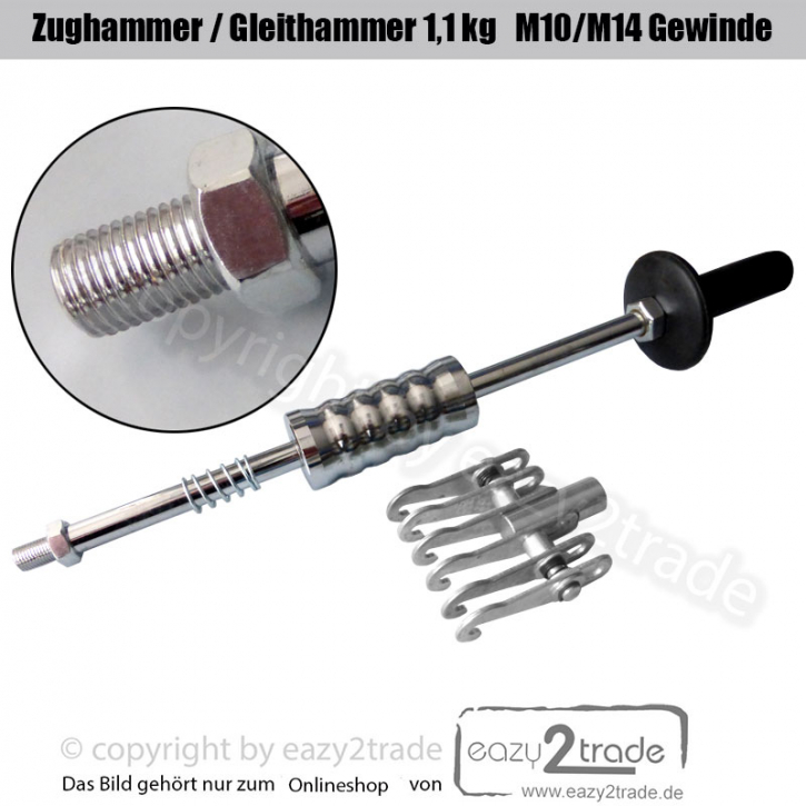Zughammer Gleithammer 1,1 kg M10/M14 Gewinde