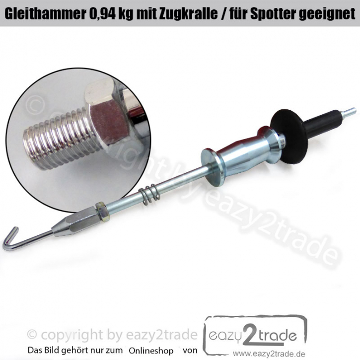 Gleithammer 940g mit 1 Haken Zugkralle