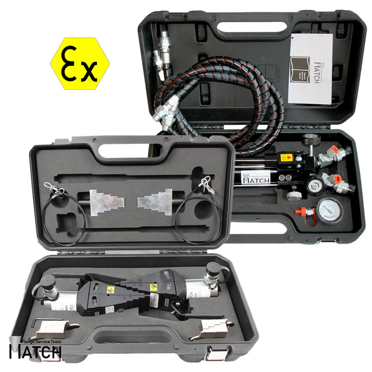 Hydraulischer Flanschspreizer ATEX im Doppelpack | 15,5t | 700 bar Hydraulische Handpumpe TWIN Anschluß