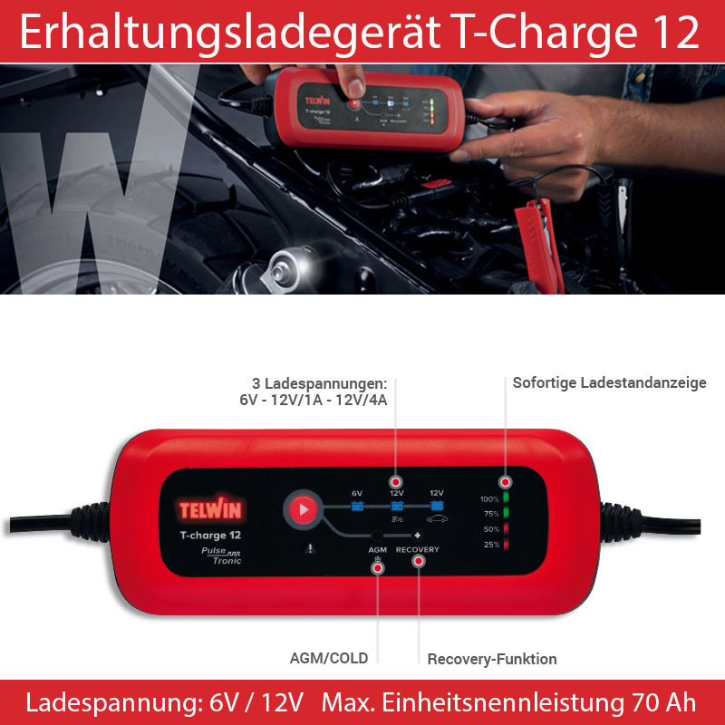 Erhaltungsladegerät 6V/12V Auto Traktor Van 70 Ah Pulse Tronic