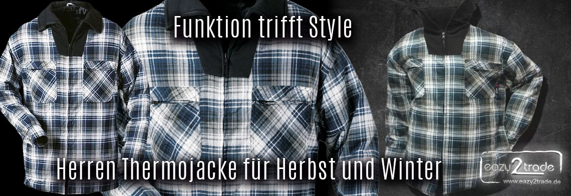 Thermojacke, Arbeitsjacke für Herren im Holzfällerstyle mit Reißverschluß