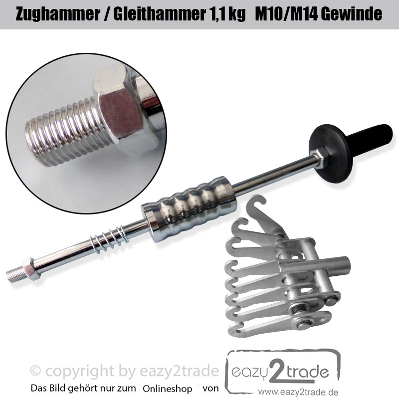 Zughammer + Zugkralle 8 Haken M10/M14 Gewinde