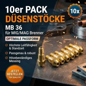 10er Pack Düsenstöcke (M6) MIG/MAG Brenner MB 36, Plus 36 u. baugleiche Modelle