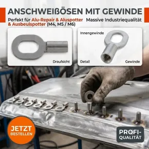 Anschweißösen mit Gewinde M4/M5/M6 Zugösen | für Aluspotter 6100 | 10 Stück