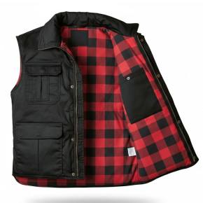 Arbeitsweste Herren gefüttert | mit Nierenschutz | Anglerweste kariert | bis 4XL