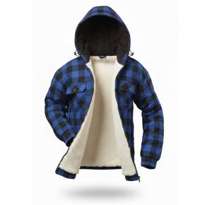 Thermojacke mit Kapuze CRAFTLAND Holzfällerjacke blau-kariert Gr. L