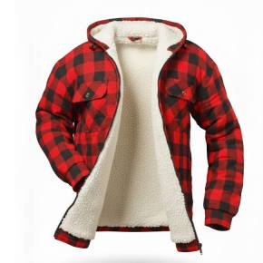 Thermojacke mit Kapuze CRAFTLAND Holzfällerjacke rot-kariert Gr. XXXL