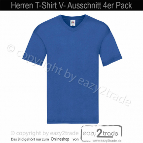 Herren T-Shirt mit V-Ausschnitt 4er Pack | 4 Farben | Fruit of the Loom