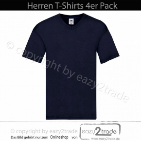 Herren T-Shirt mit V-Ausschnitt 4er Pack | 4 Farben | Fruit of the Loom