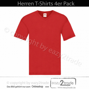 Herren T-Shirt mit V-Ausschnitt 4er Pack | 4 Farben | Fruit of the Loom