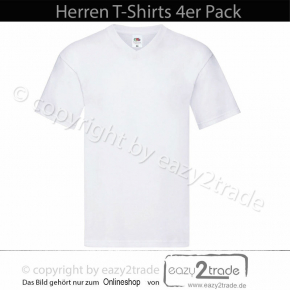 Herren T-Shirt mit V-Ausschnitt 4er Pack | 4 Farben | Fruit of the Loom