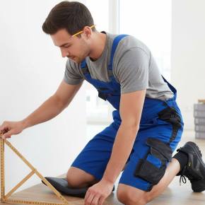 Herren Arbeitslatzhose Latzhose kurz Arbeit  blau/schwarz