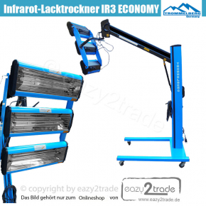 Lacktrockner IR3 Economy | Mobiler Infrarot-Lacktrockner mit 3 x 1100 W Kassetten Halogen-Strahler | Trommelberg