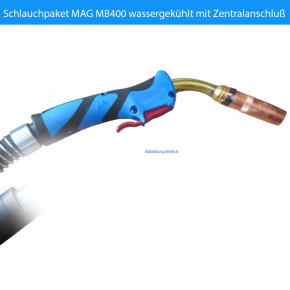 Schlauchpaket MAG Brenner MB400 wassergekühlt | 4 Meter Schlauchlänge | Draht 0,8-1,2 mm |Euro ZA