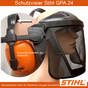 Gesichtsschutz Freischneider Visier inkl. Gehörschutz |  auch für Motorsense, Kettensäge etc. | GPA24 Stihl